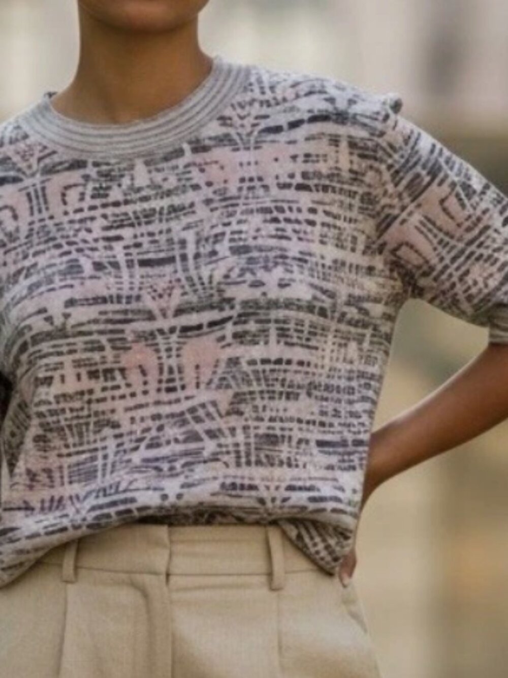 Missoni short sleeve sweater top 44 wool blend